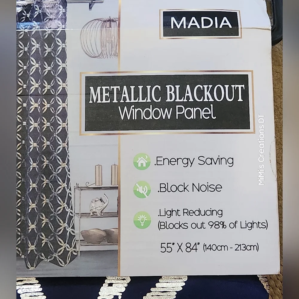 Madia- Matalic Blackout Window Panel in Navy and Silver